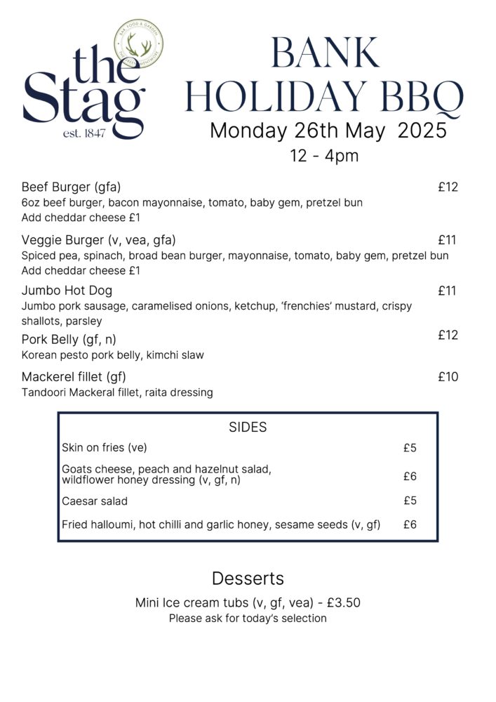 May Bank Holiday BBQ Menu